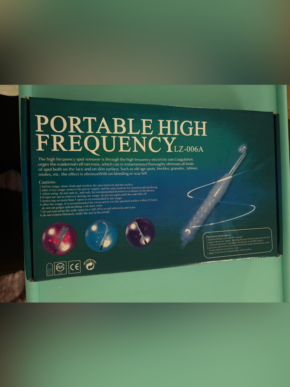 Portable High Frequency Skin Device - Teal Box